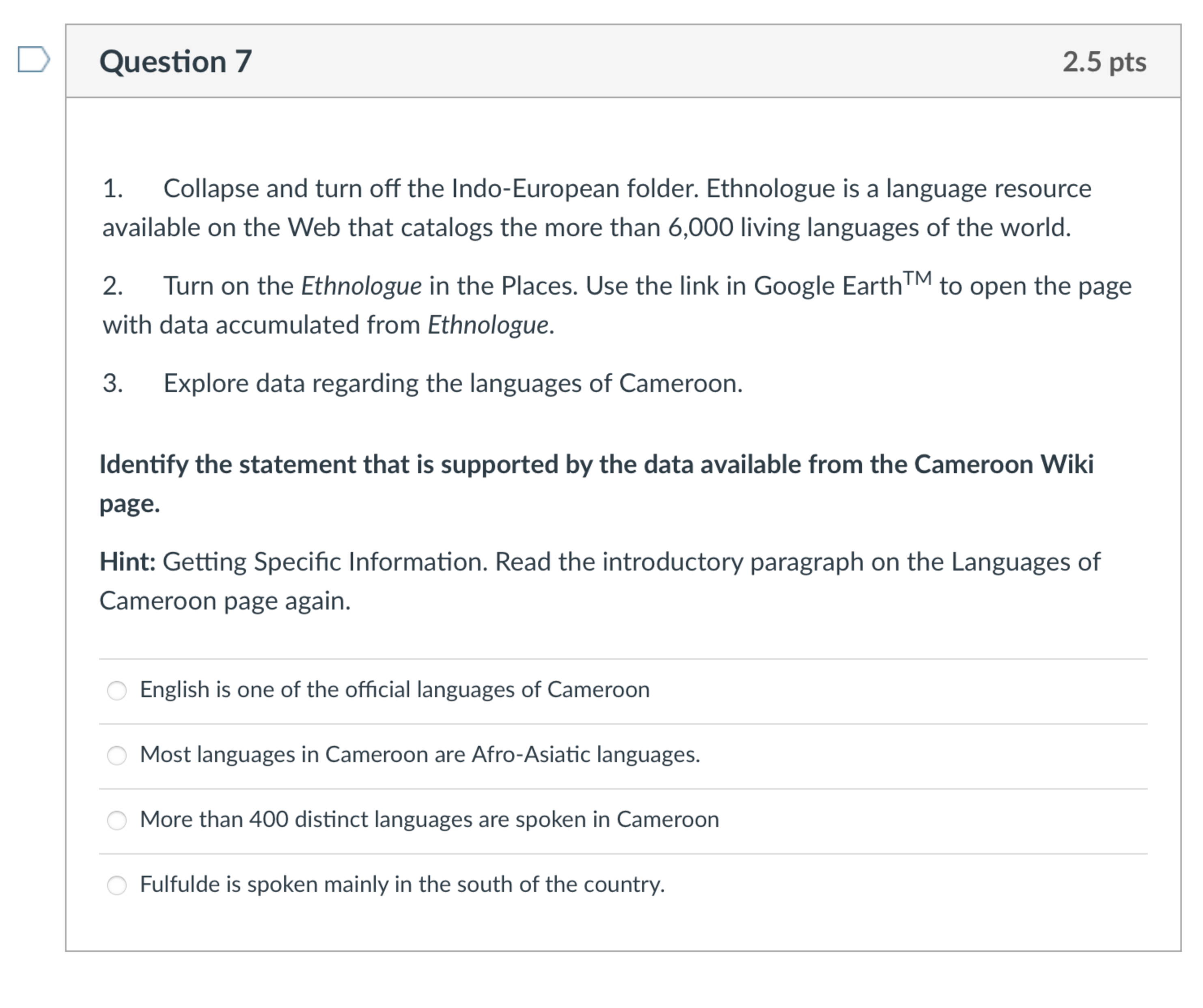 Question 7 Collapse and turn off the Indo -
