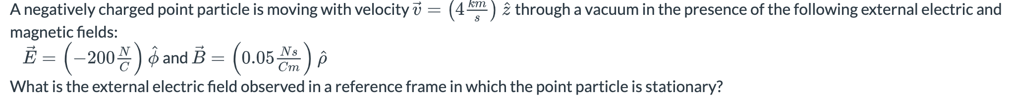 A negatively charged point particle is moving