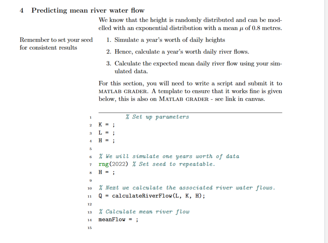 4 Predicting mean river water flow We know that