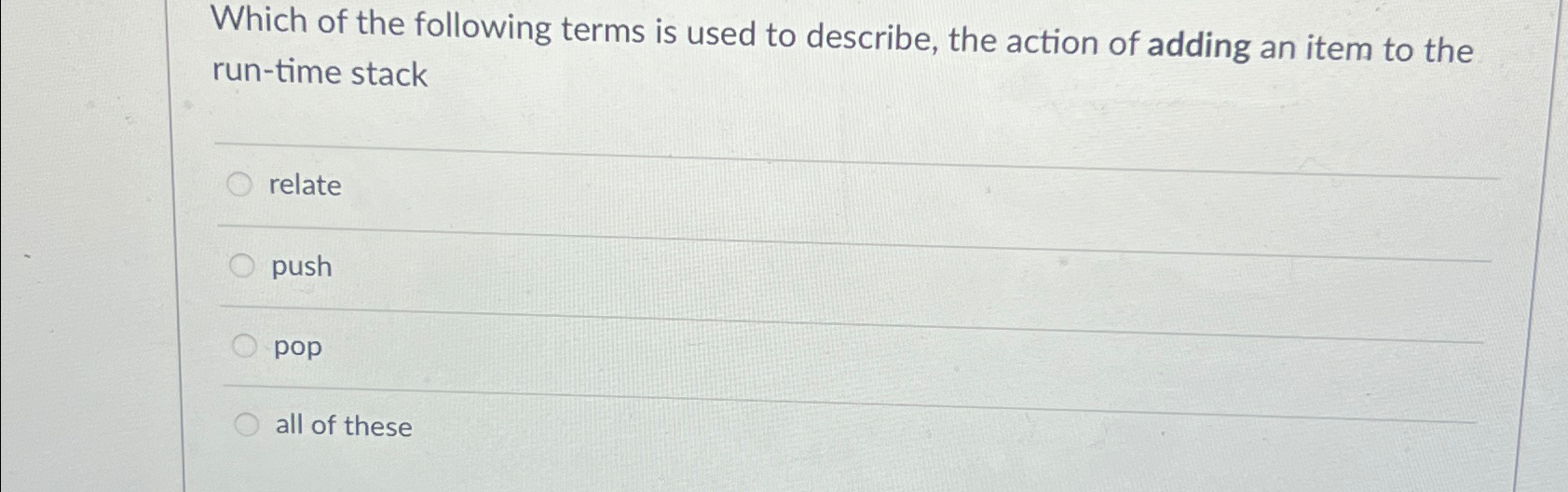 Which of the following terms is used to describe,