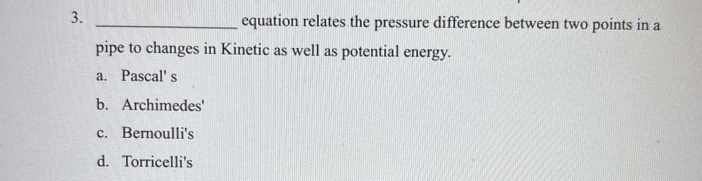 q , equation relates the pressure difference