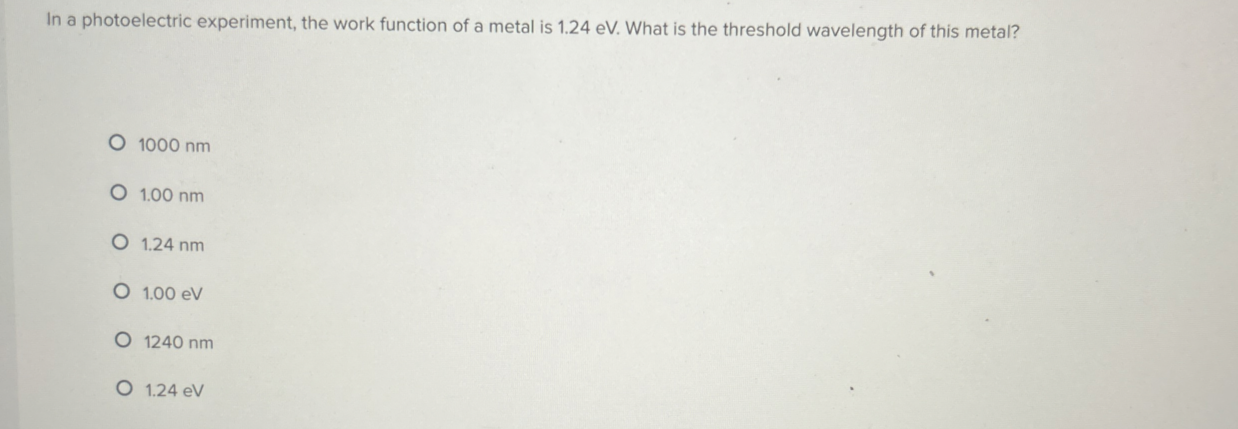 In a photoelectric experiment, the work function
