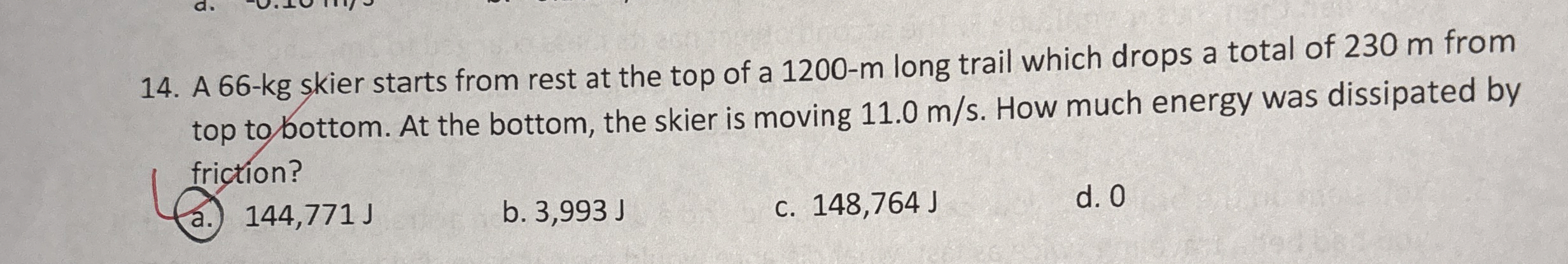 A 6 6 - k g skier starts from rest at the top of