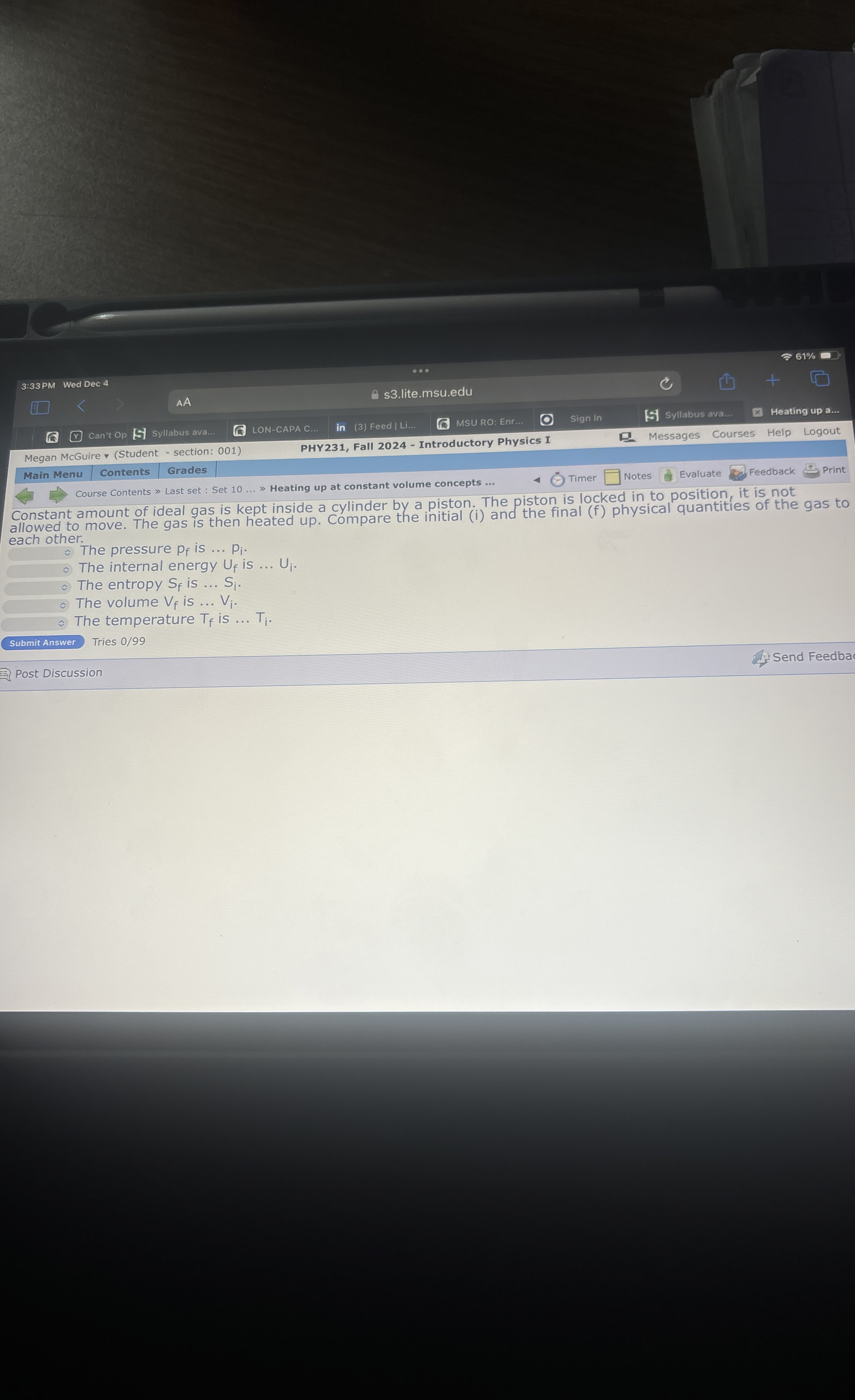 Megan MCGuire ) 6 1 % Main Menu Contents Grades
