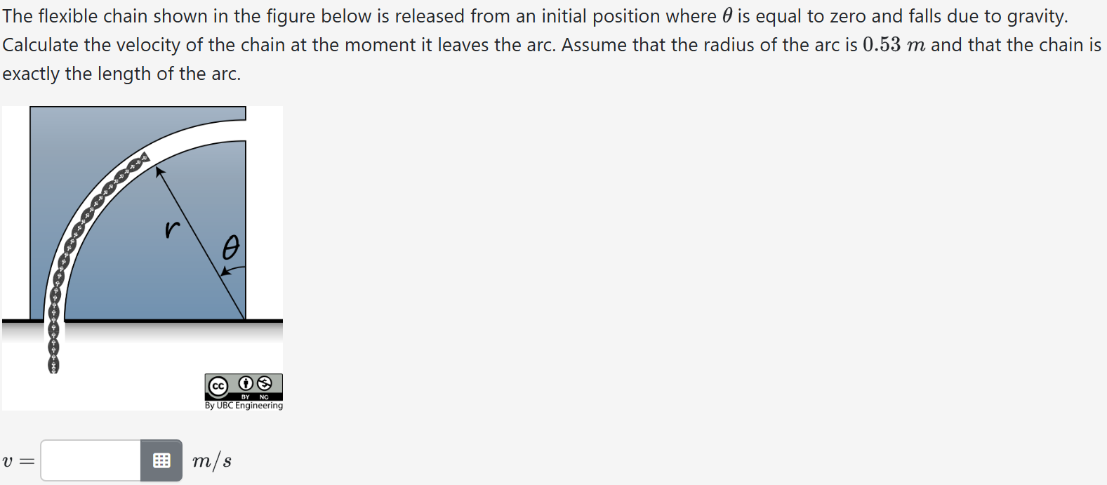 The flexible chain shown in the figure below is