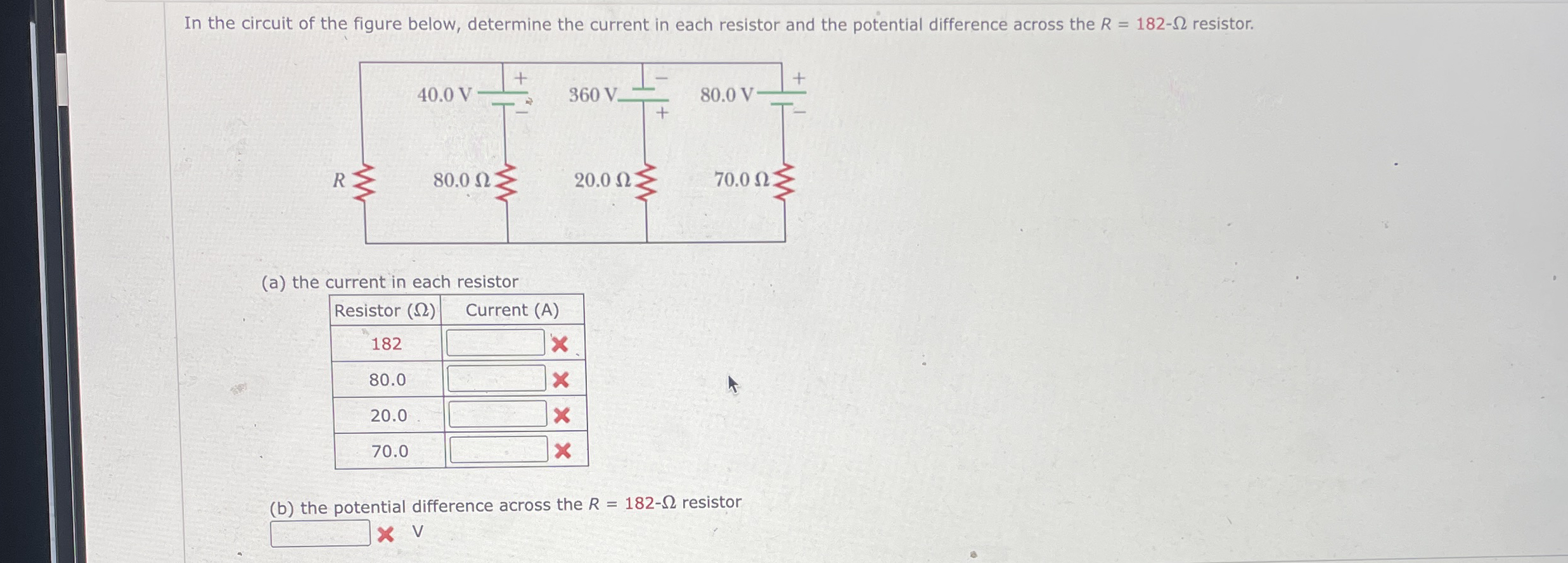 In the circuit of the figure below, determine the