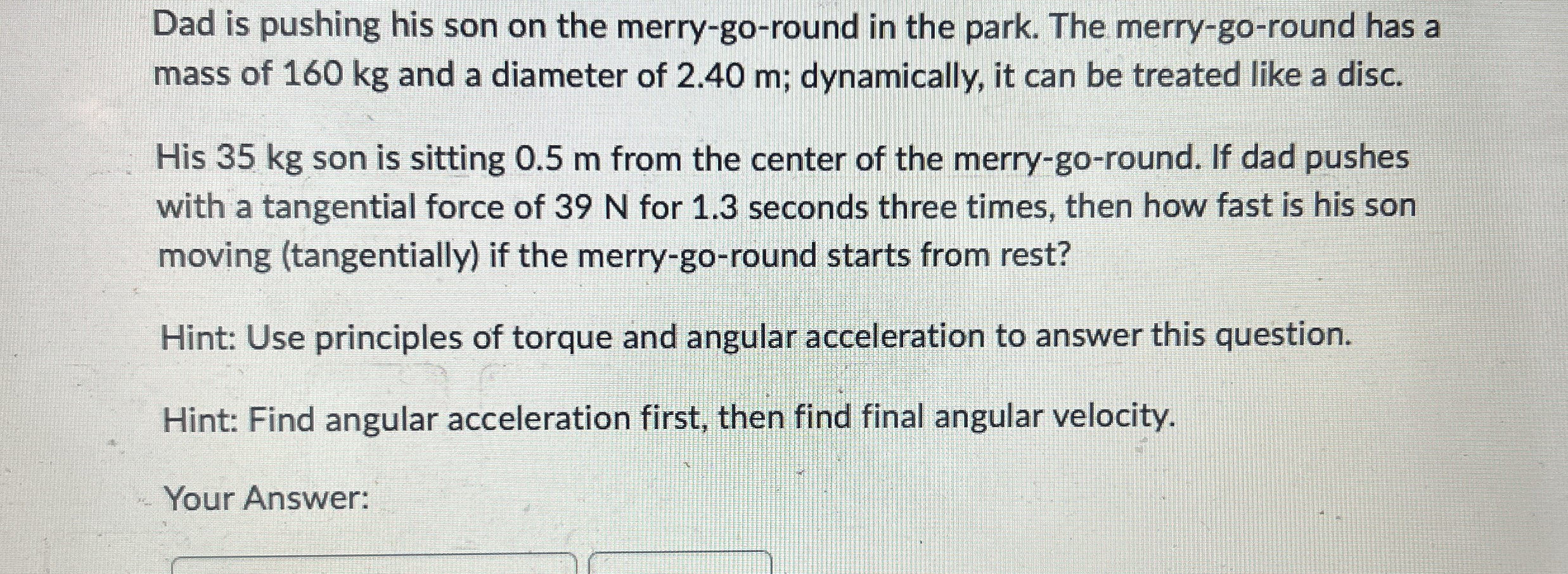 Dad is pushing his son on the merry - go - round