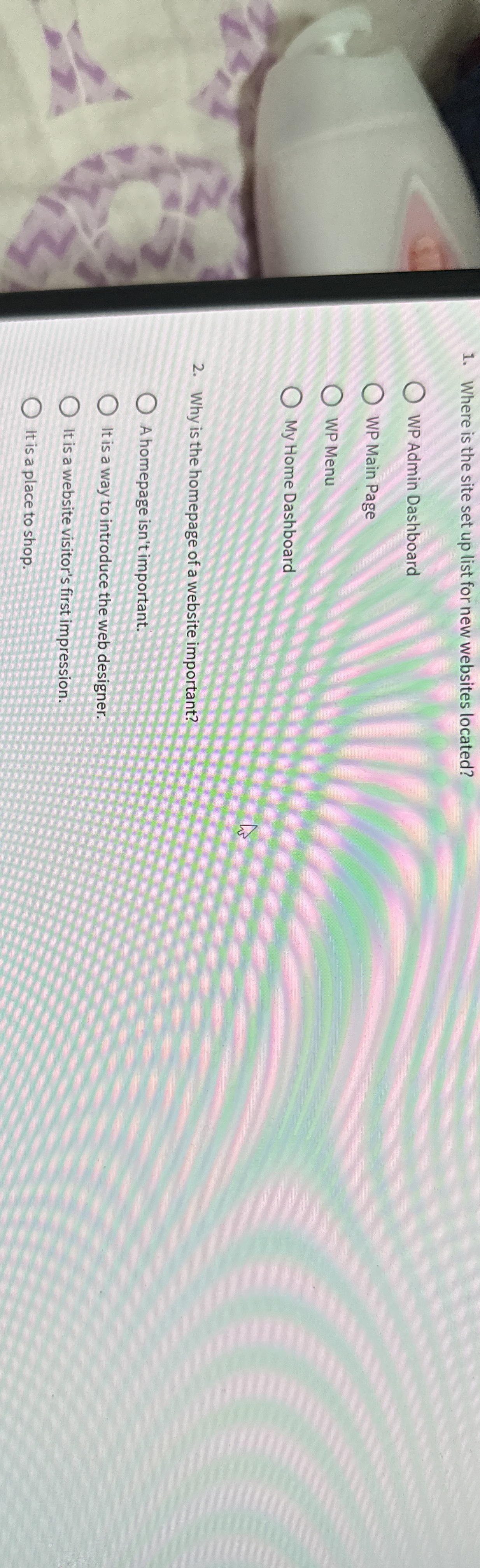 Where is the site set up list for new websites