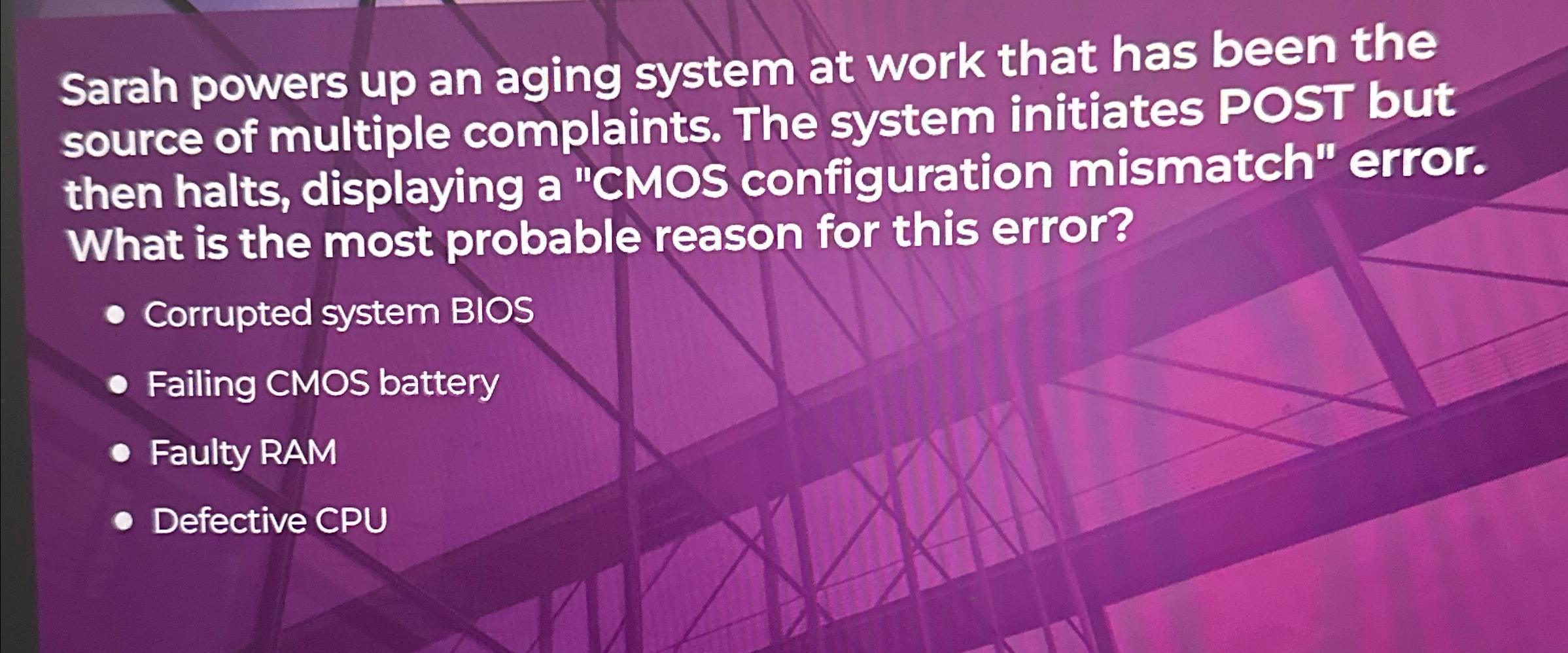 Sarah powers up an aging system at work that has