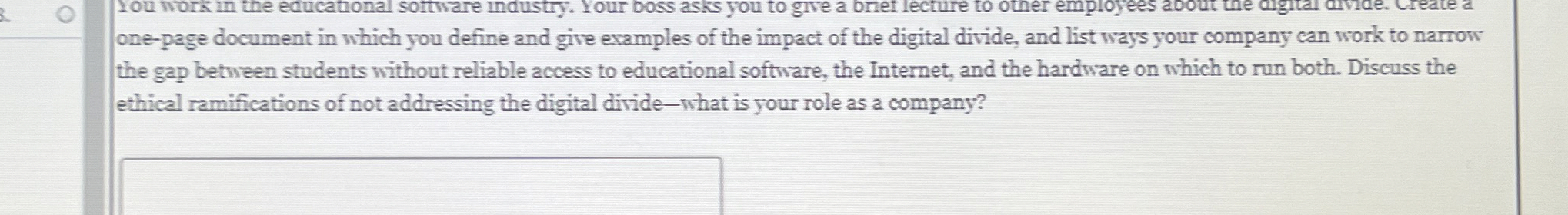 one - page document in which you define and give