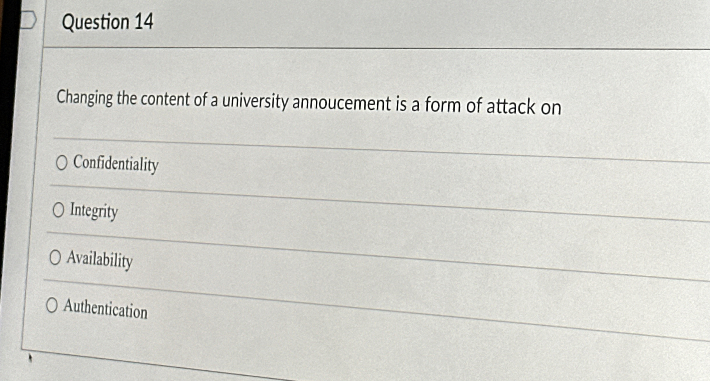 Question 1 4 Changing the content of a university