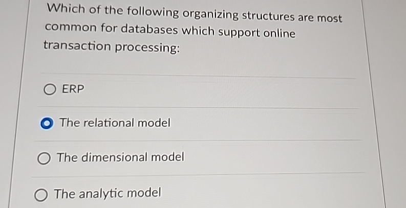 Which of the following organizing structures are