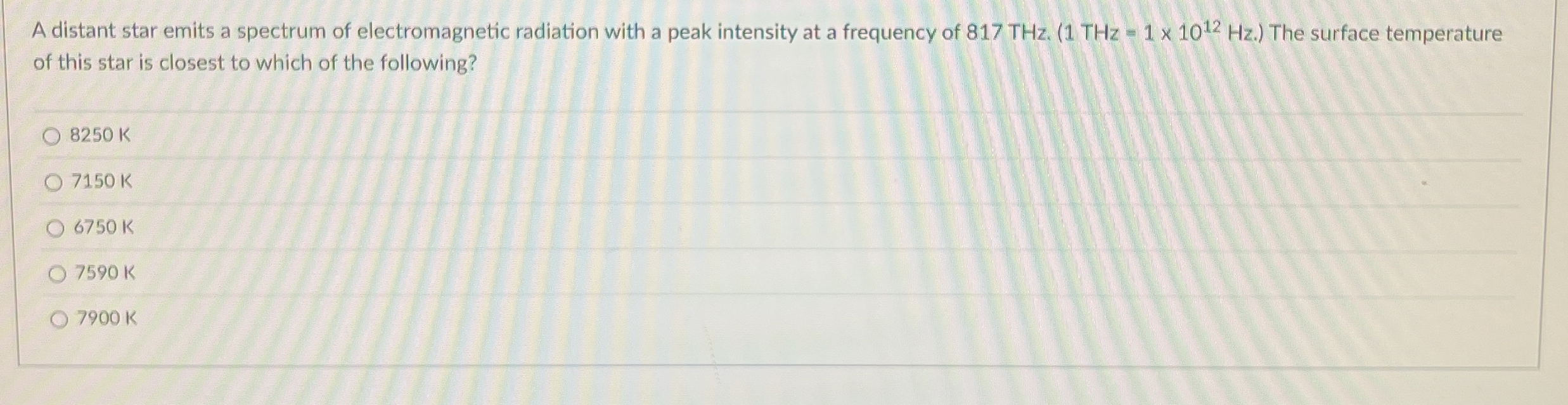 A distant star emits a spectrum of