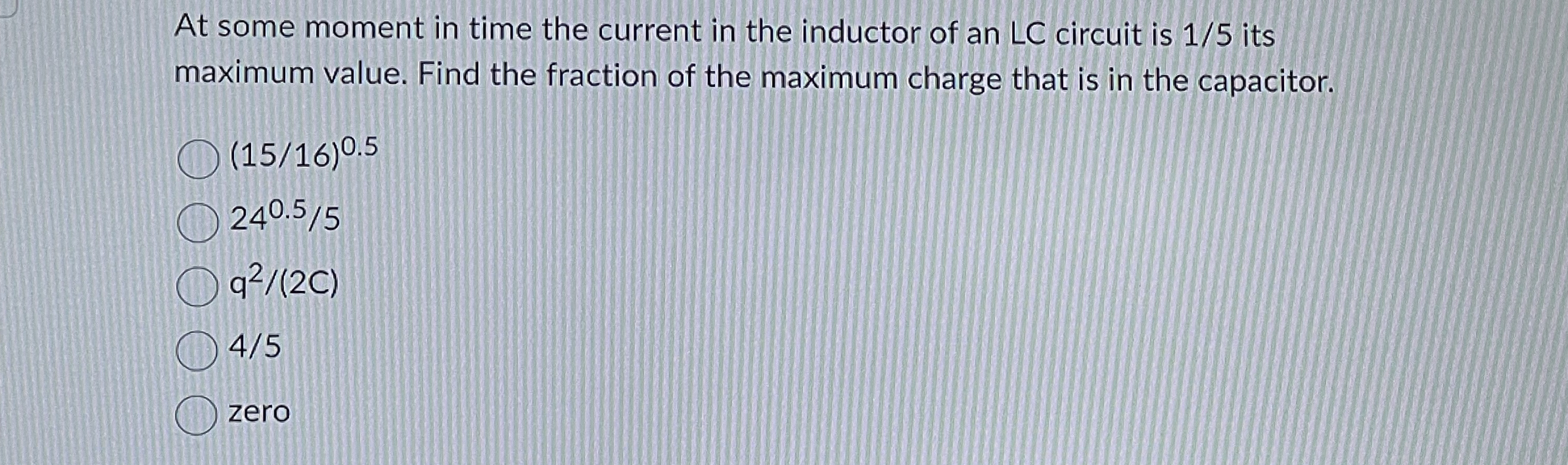 At some moment in time the current in the