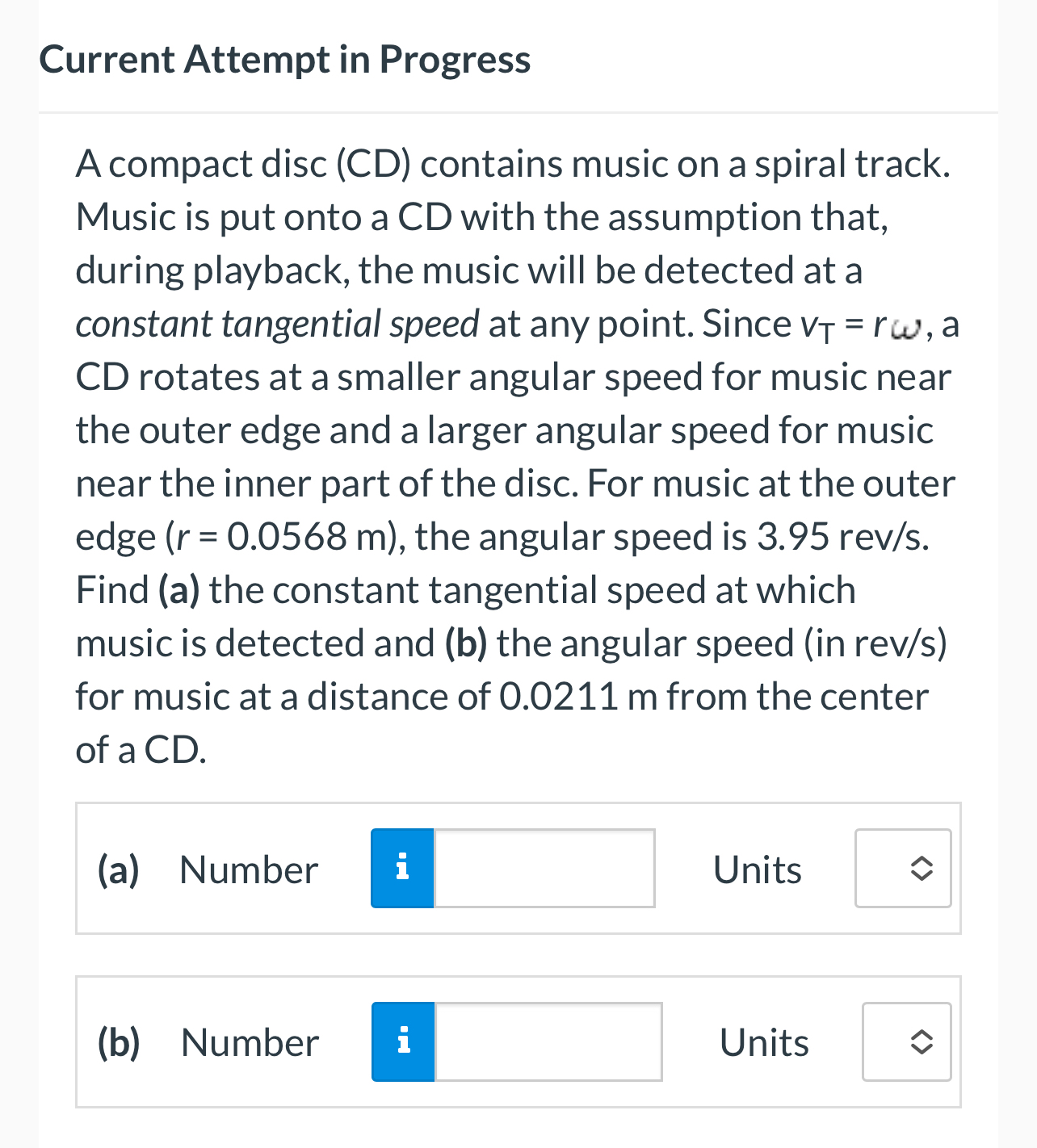 Current Attempt in Progress A compact disc ( CD )