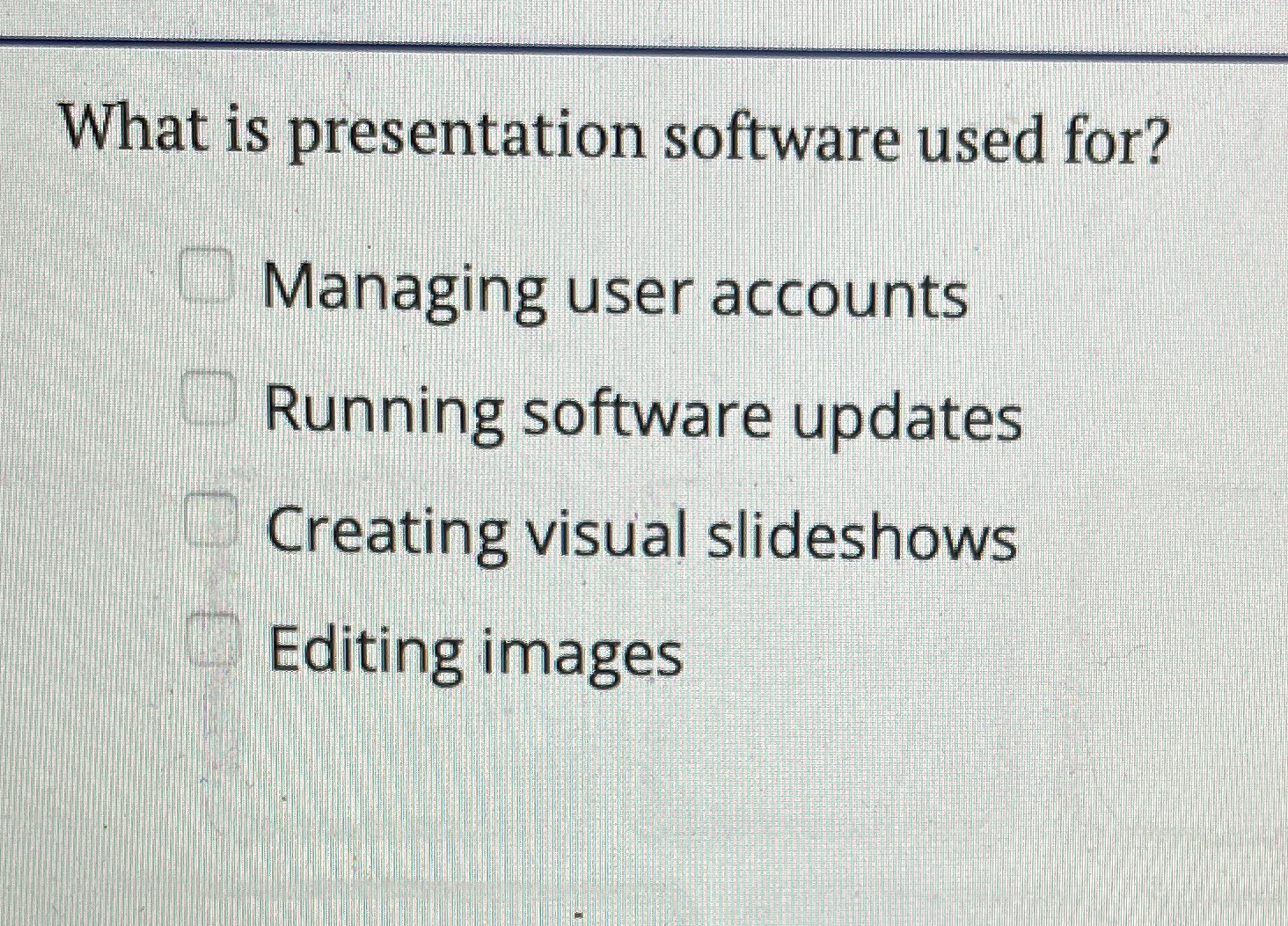 What is presentation software used for? Managing