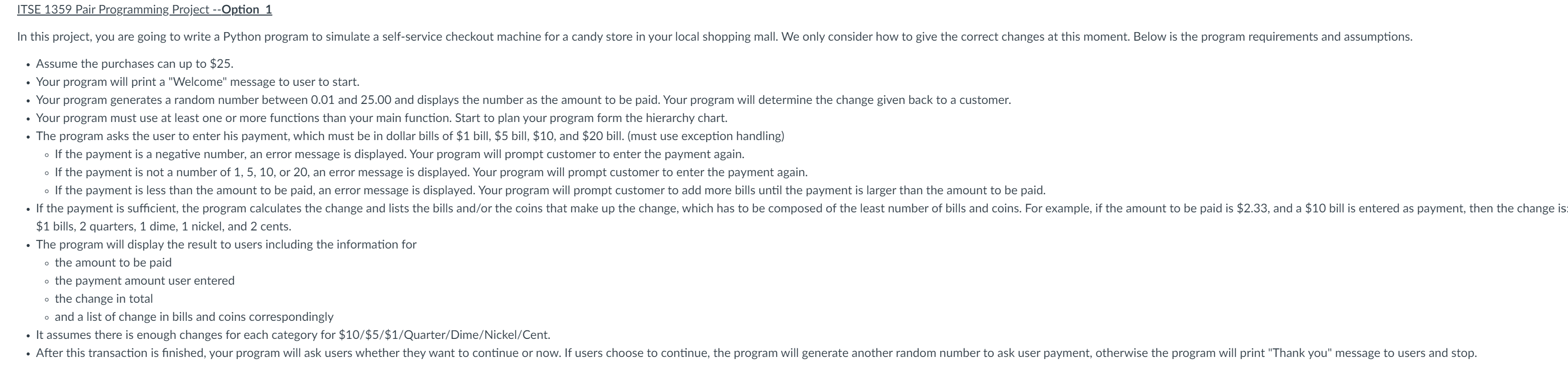 ITSE 1 3 5 9 Pair Programming Project Create a