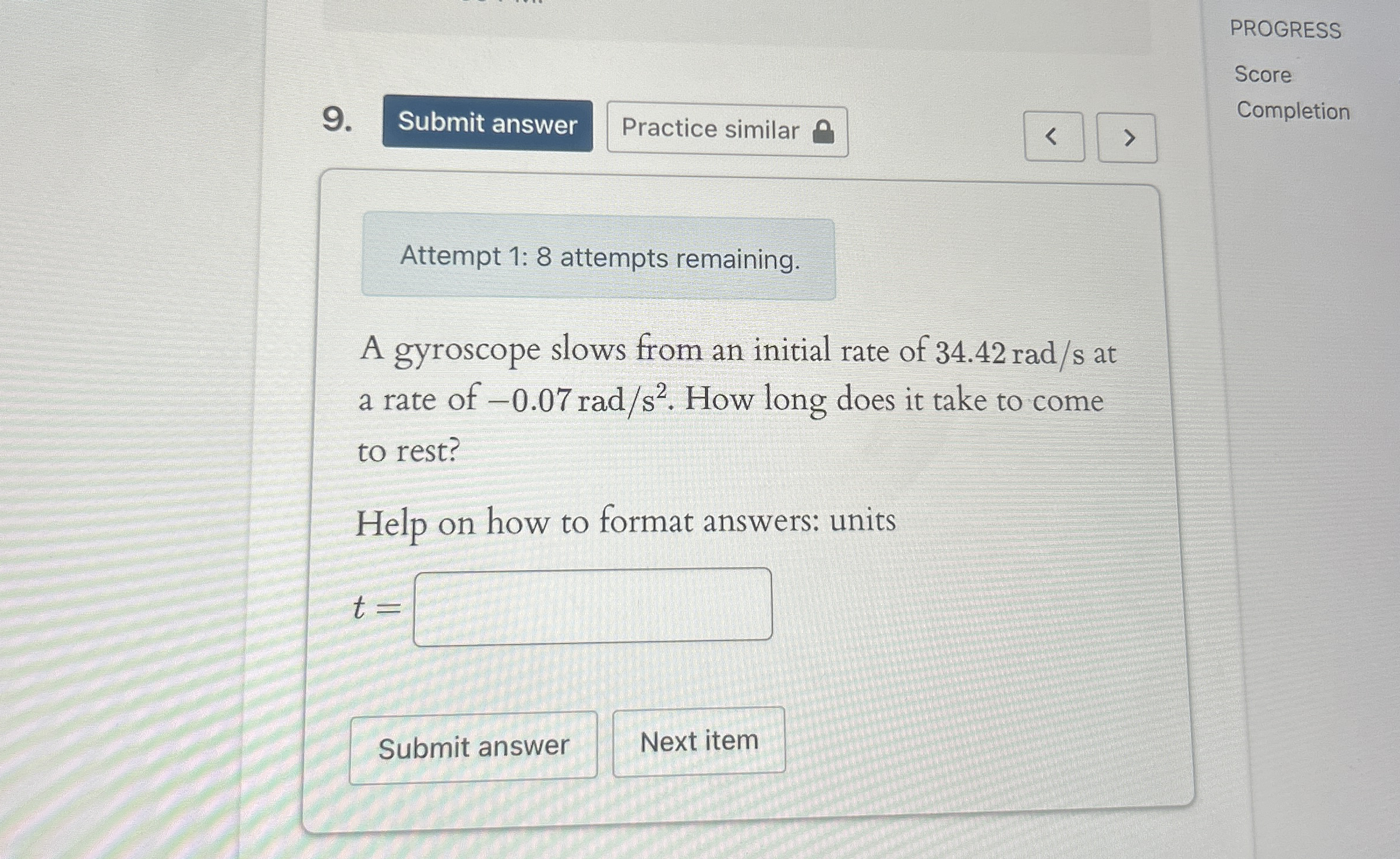 PROGRESS 9 . Practice similar Score Completion