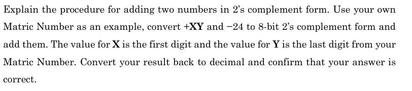 Explain the procedure for adding two numbers in 2