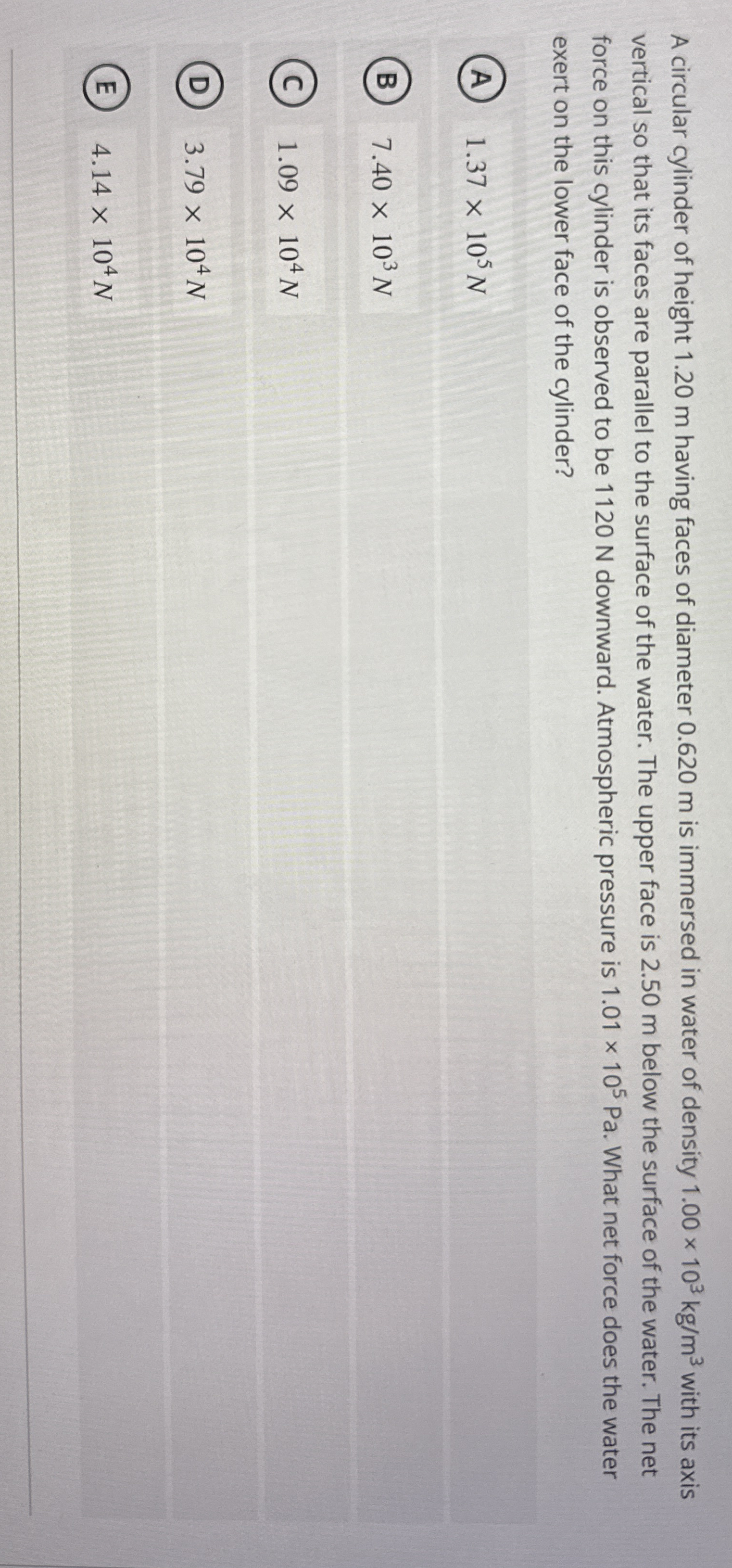 A circular cylinder of height 1 . 2 0 m having