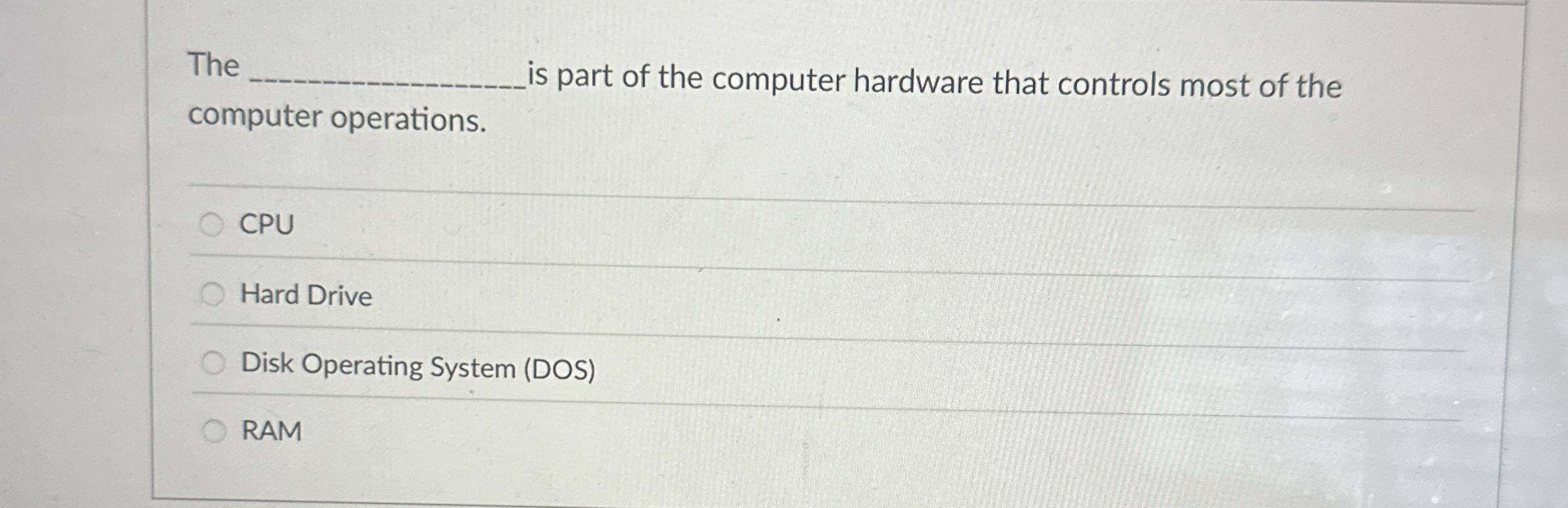 The computer operations. is part of the computer