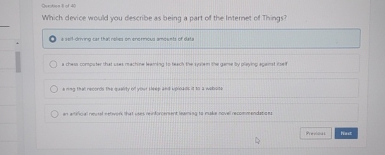 Question 8 of 4 9 Which device would you describe