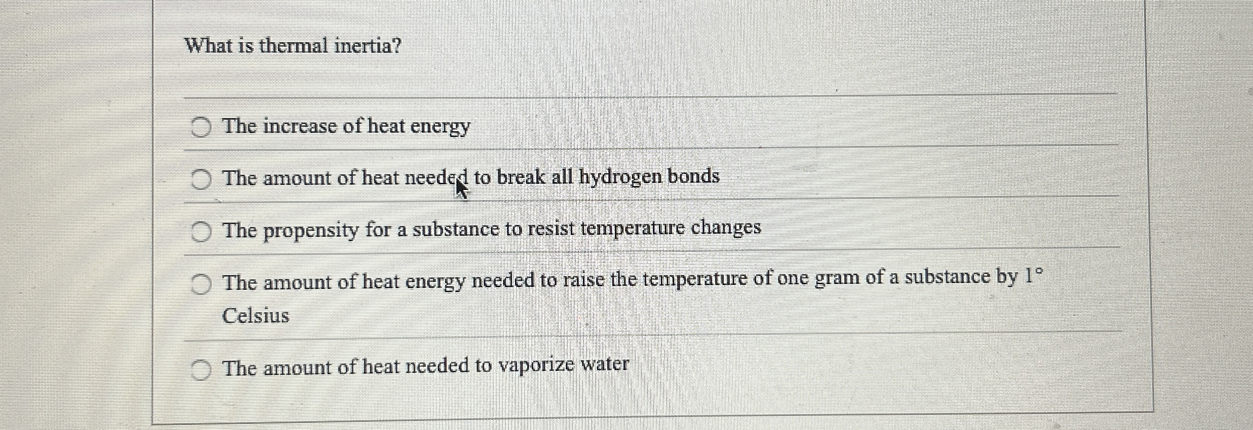 What is thermal inertia? The increase of heat