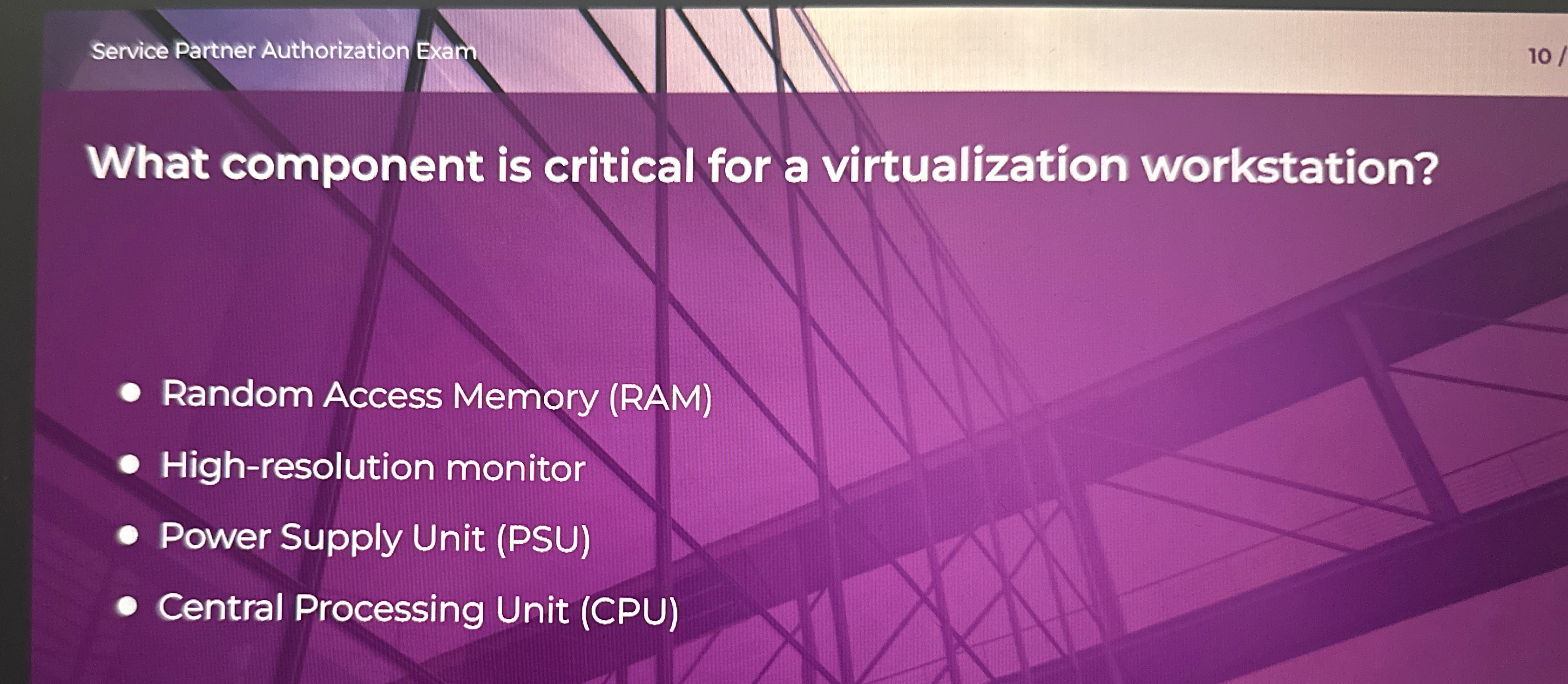 Service Partner Authorization Exam What component