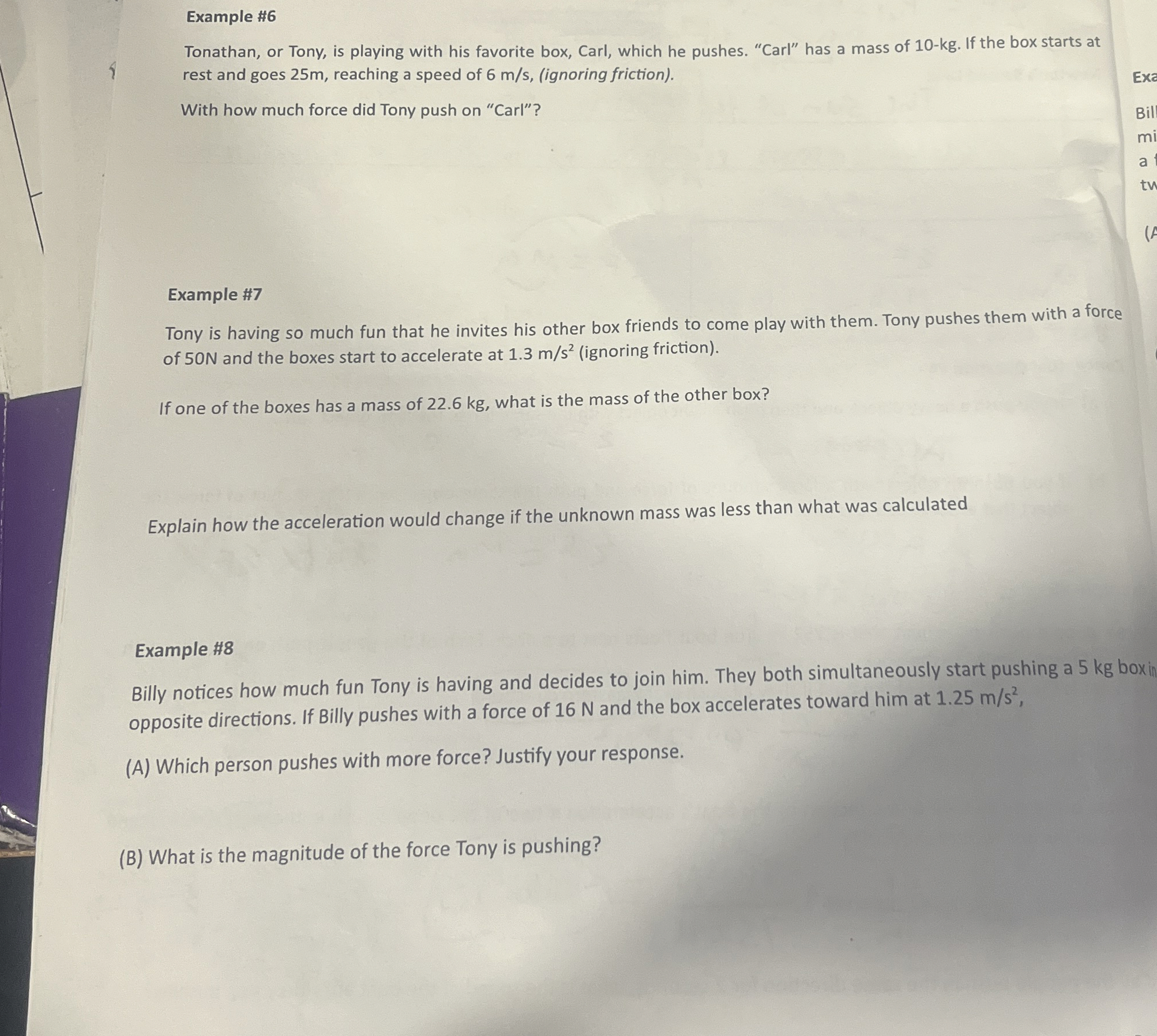 Example # 6 4 Tonathan, or Tony, is playing with