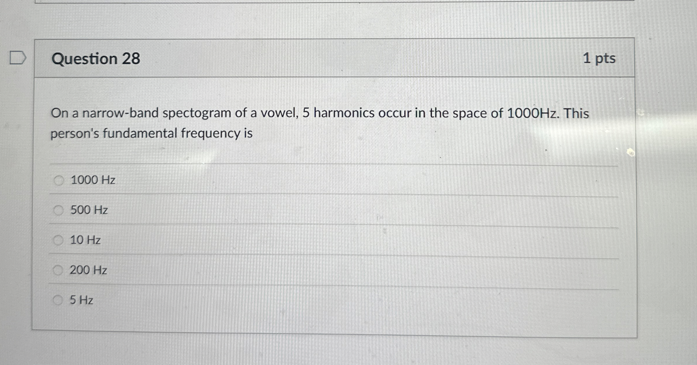 Question 2 8 1 pts On a narrow - band spectogram