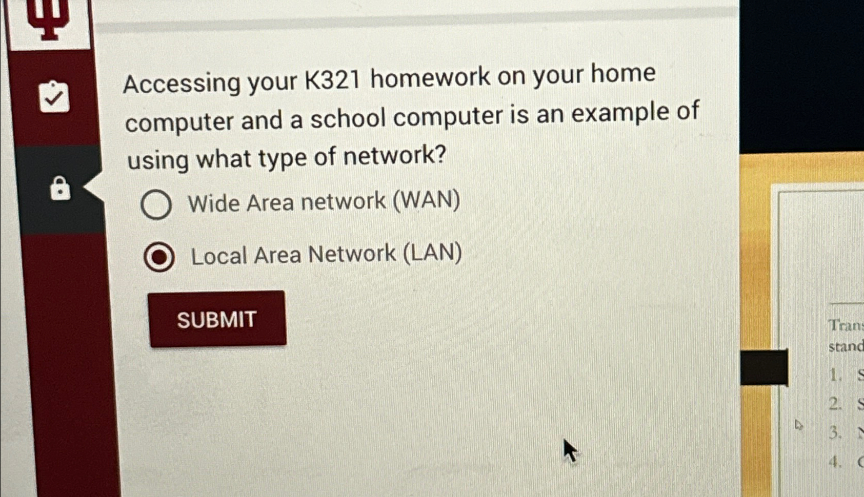 Accessing your K 3 2 1 homework on your home