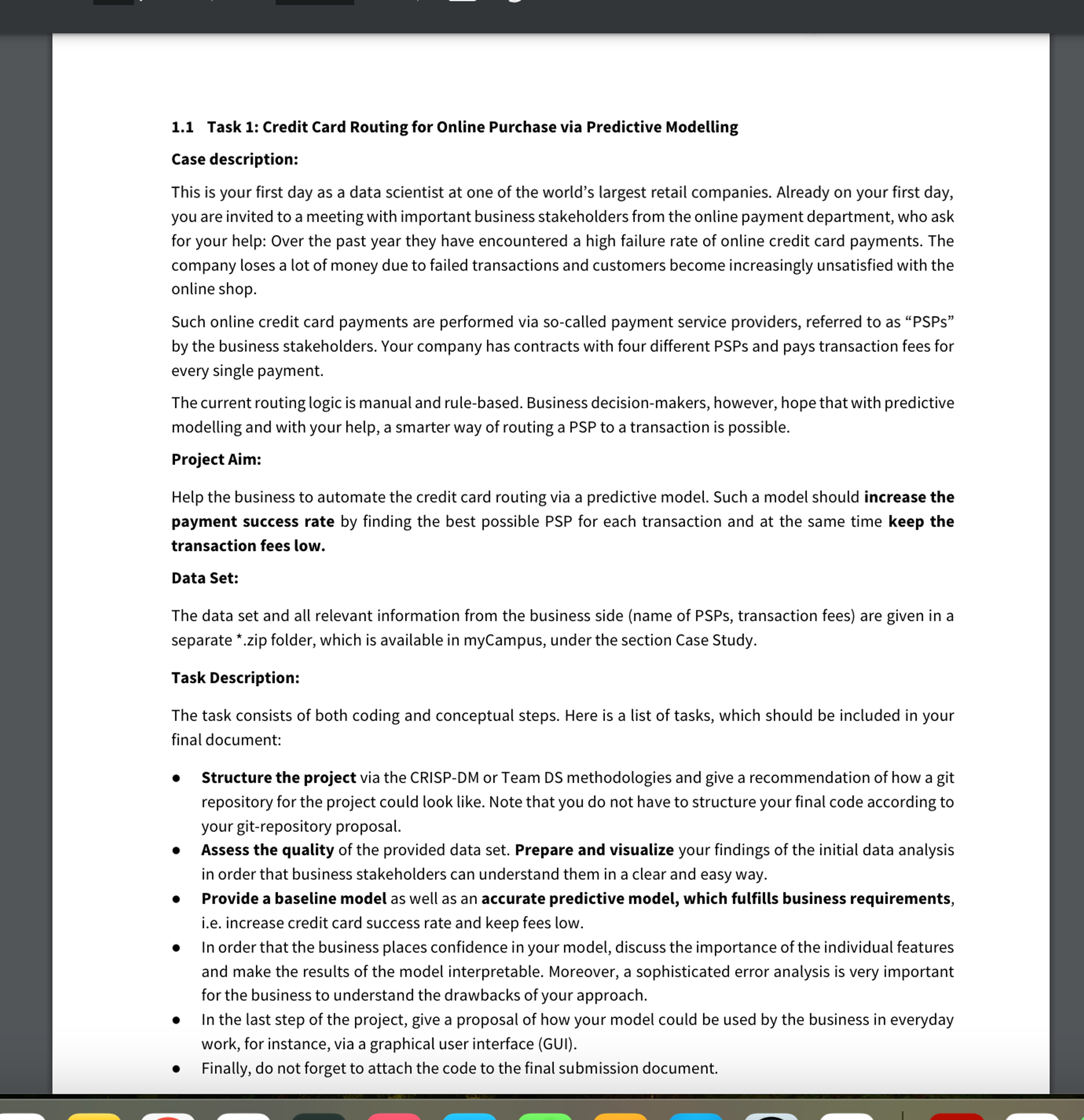 1 . 1 Task 1 : Credit Card Routing for Online