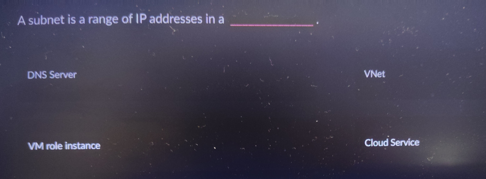 A subnet is a range of IP addresses in a q , DNS