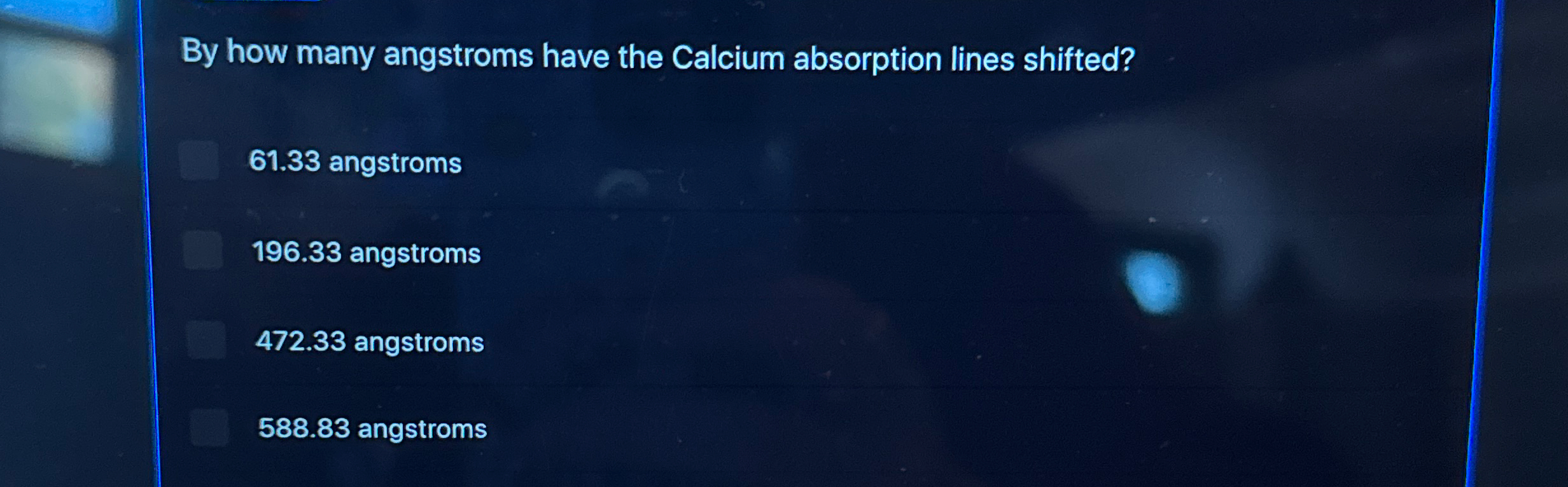 By how many angstroms have the Calcium absorption