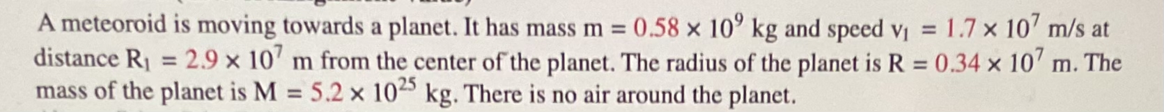 A meteoroid is moving towards a planet. It has