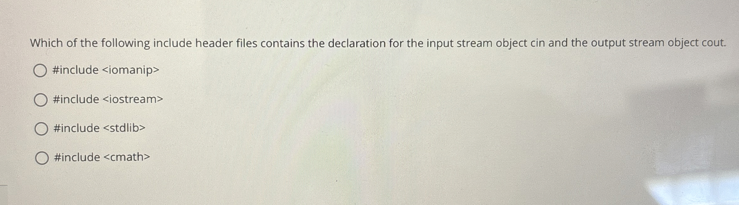 Which of the following include header files