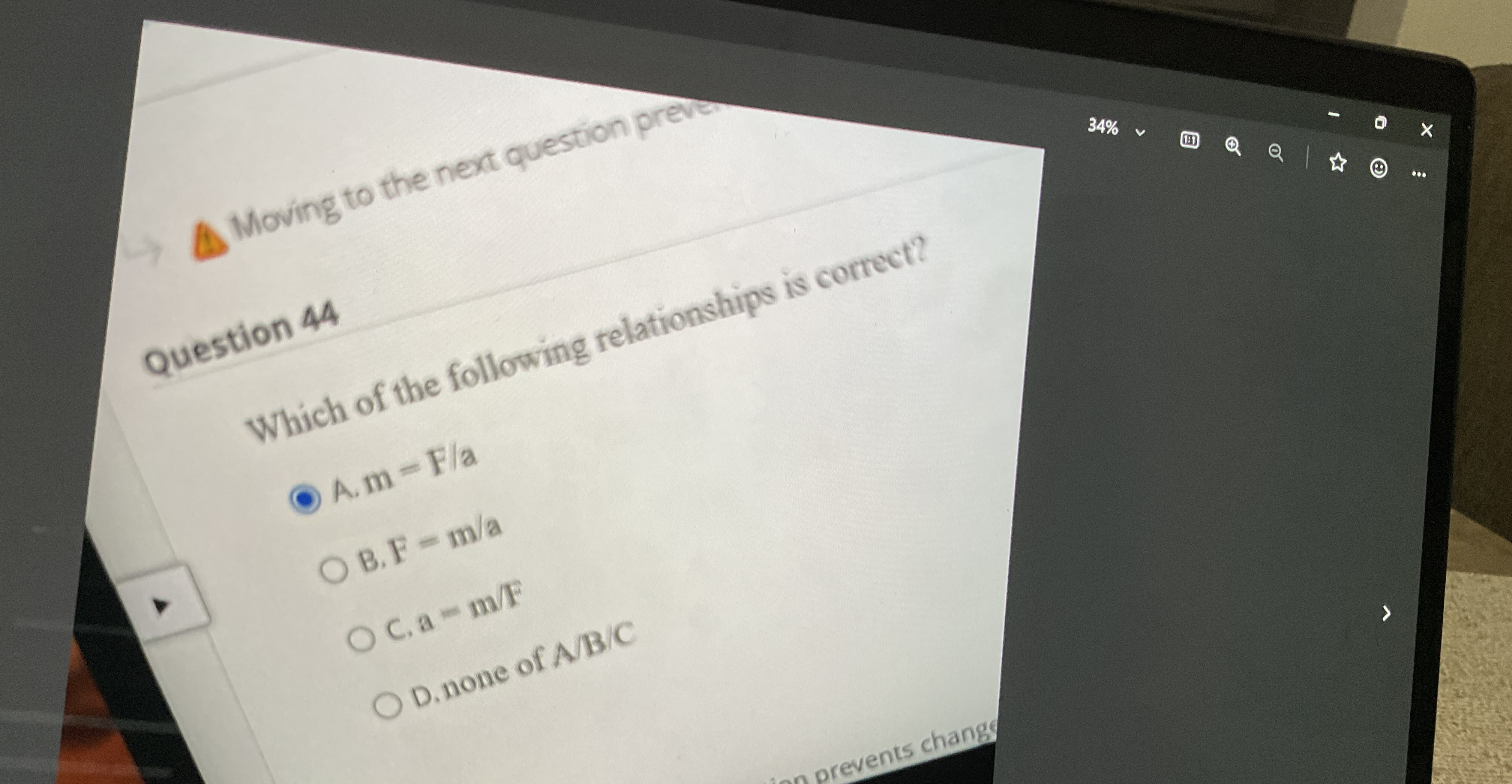 Noving to the nex question preve Question 4 4