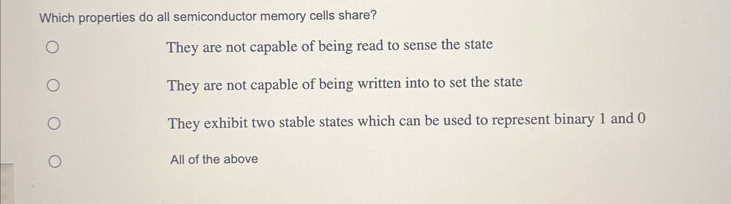 Which properties do all semiconductor memory