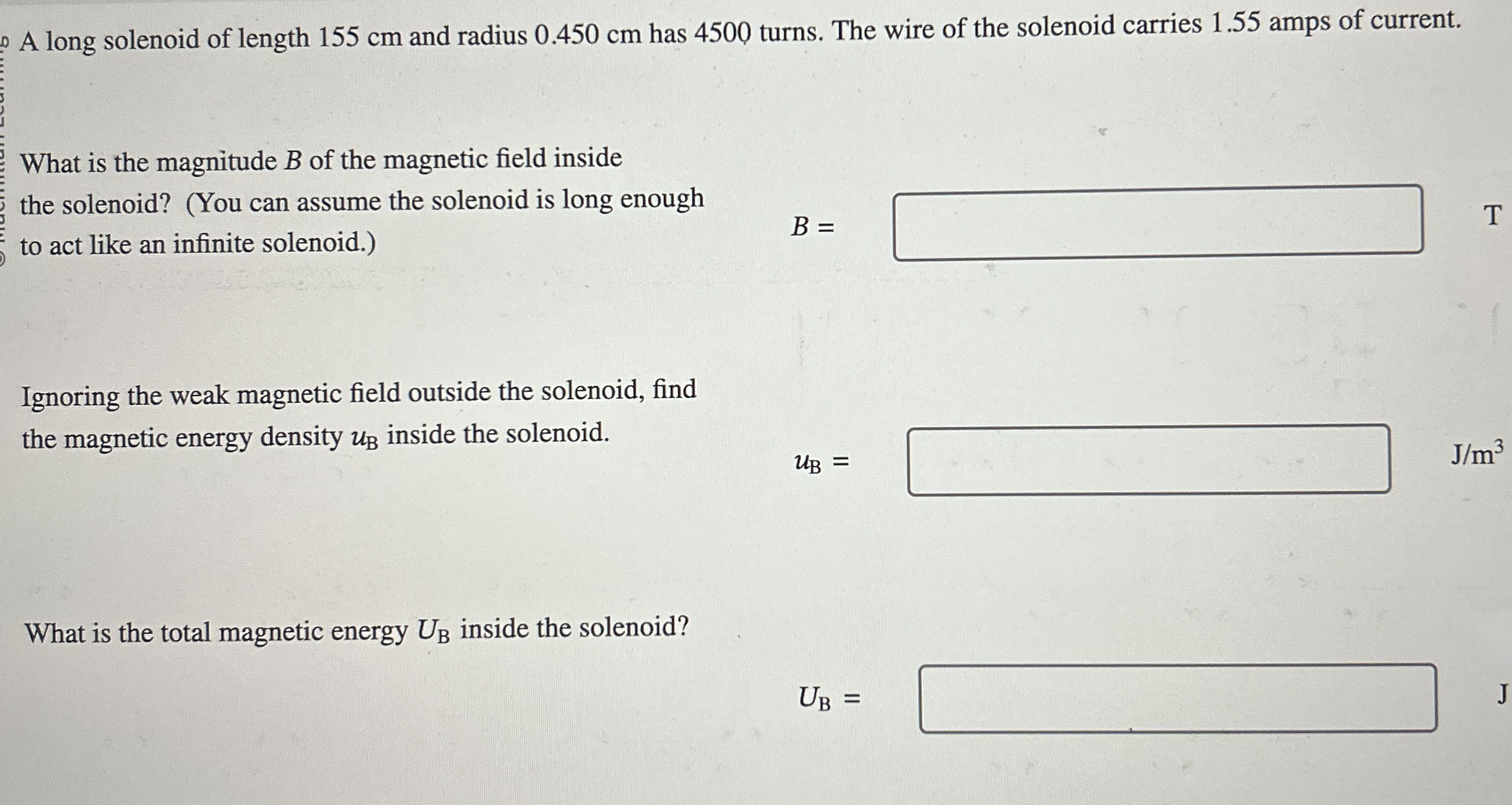 A long solenoid of length 1 5 5 cm and radius 0 .
