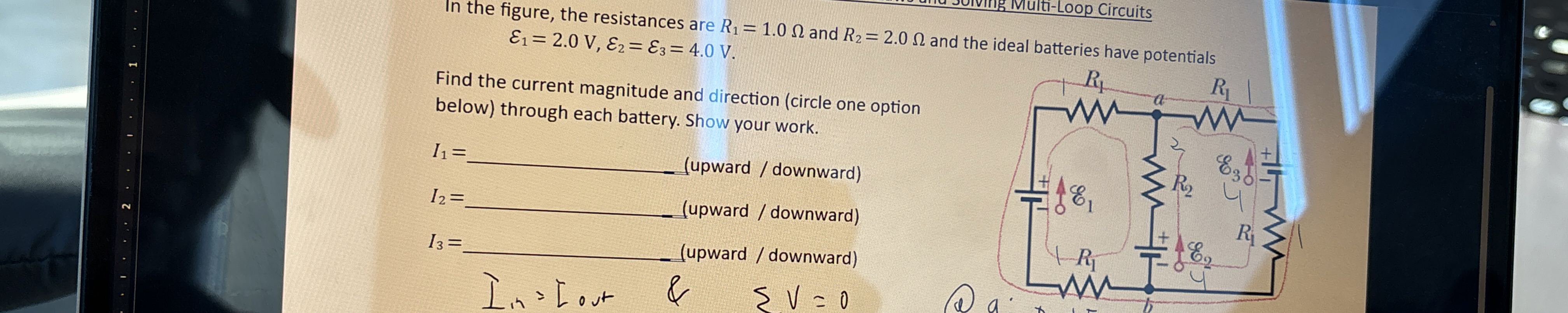 In the figure, the resistances are R 1 = 1 . 0