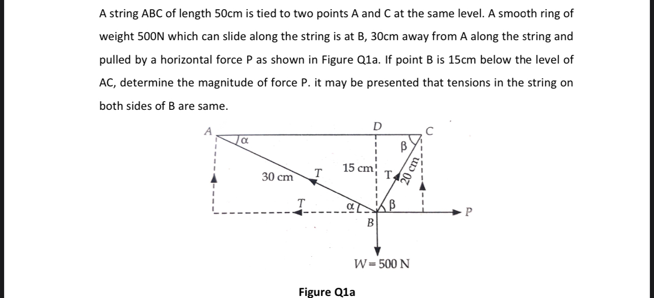 A string ABC of length 5 0 cm is tied to two
