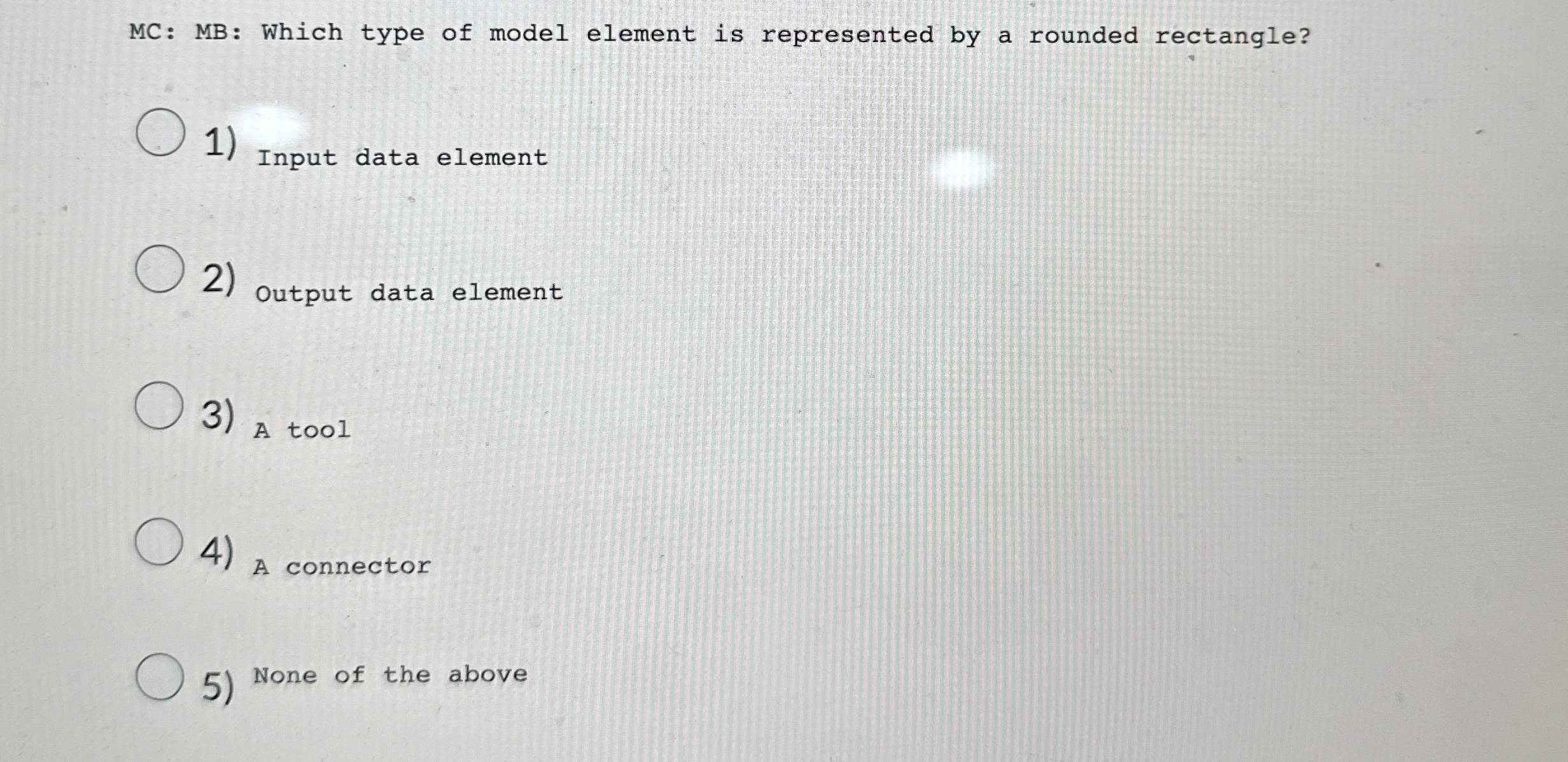 MC: MB: Which type of model element is