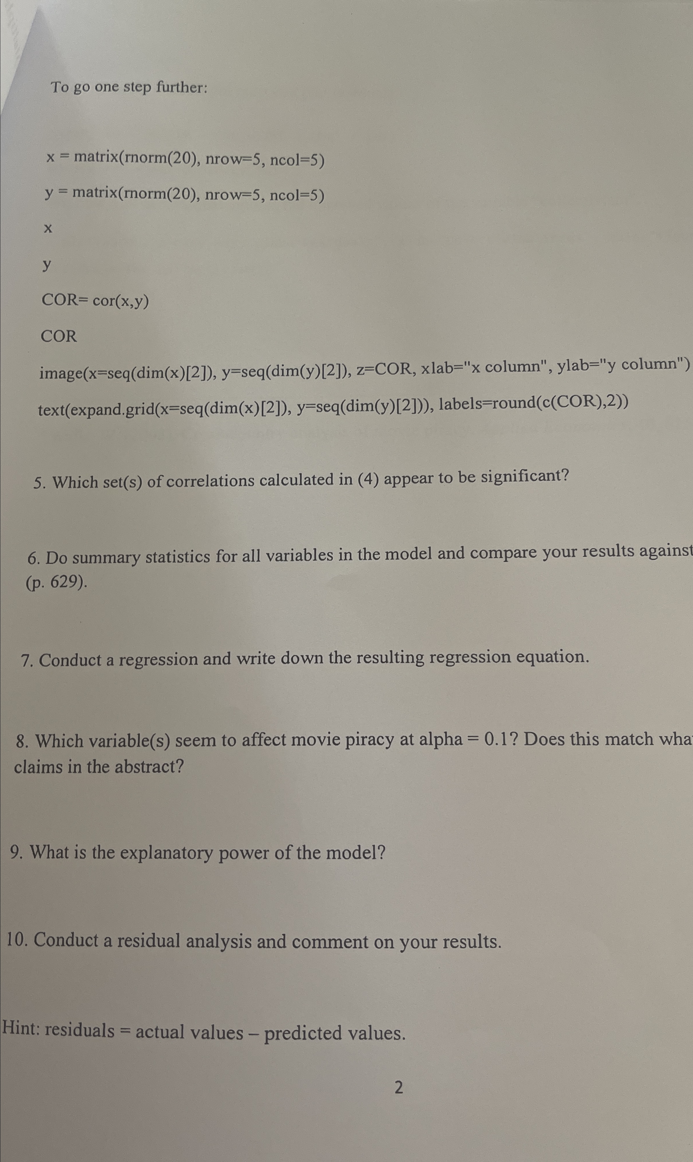 Multiple linear regressioN ( use article