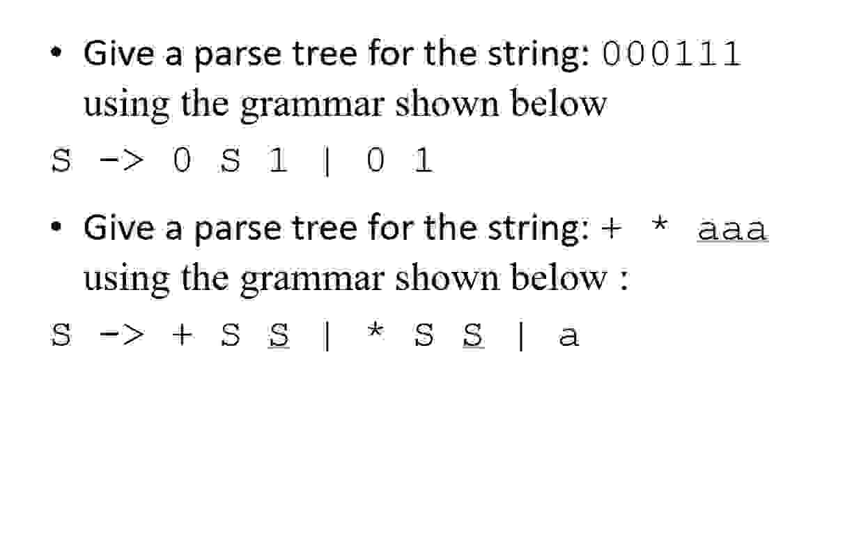 Give a parse tree for the string: 0 0 0 1 1 1