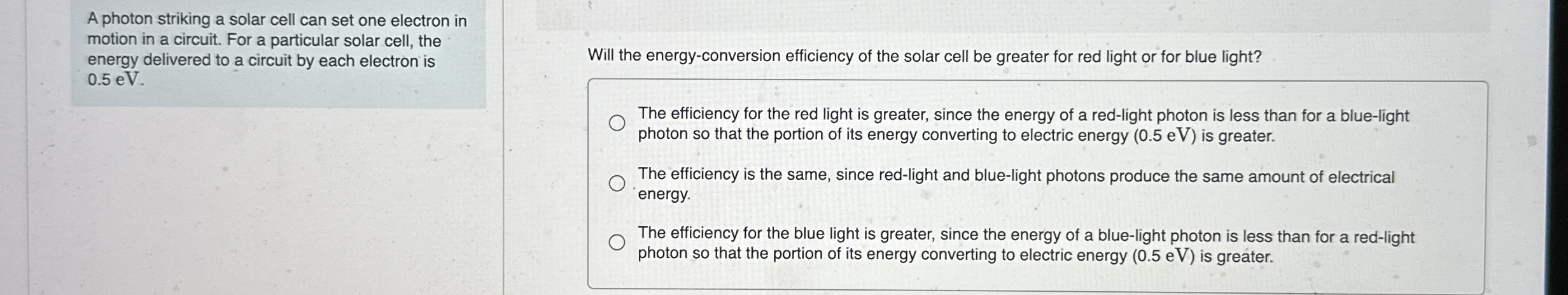 A photon striking a solar cell can set one