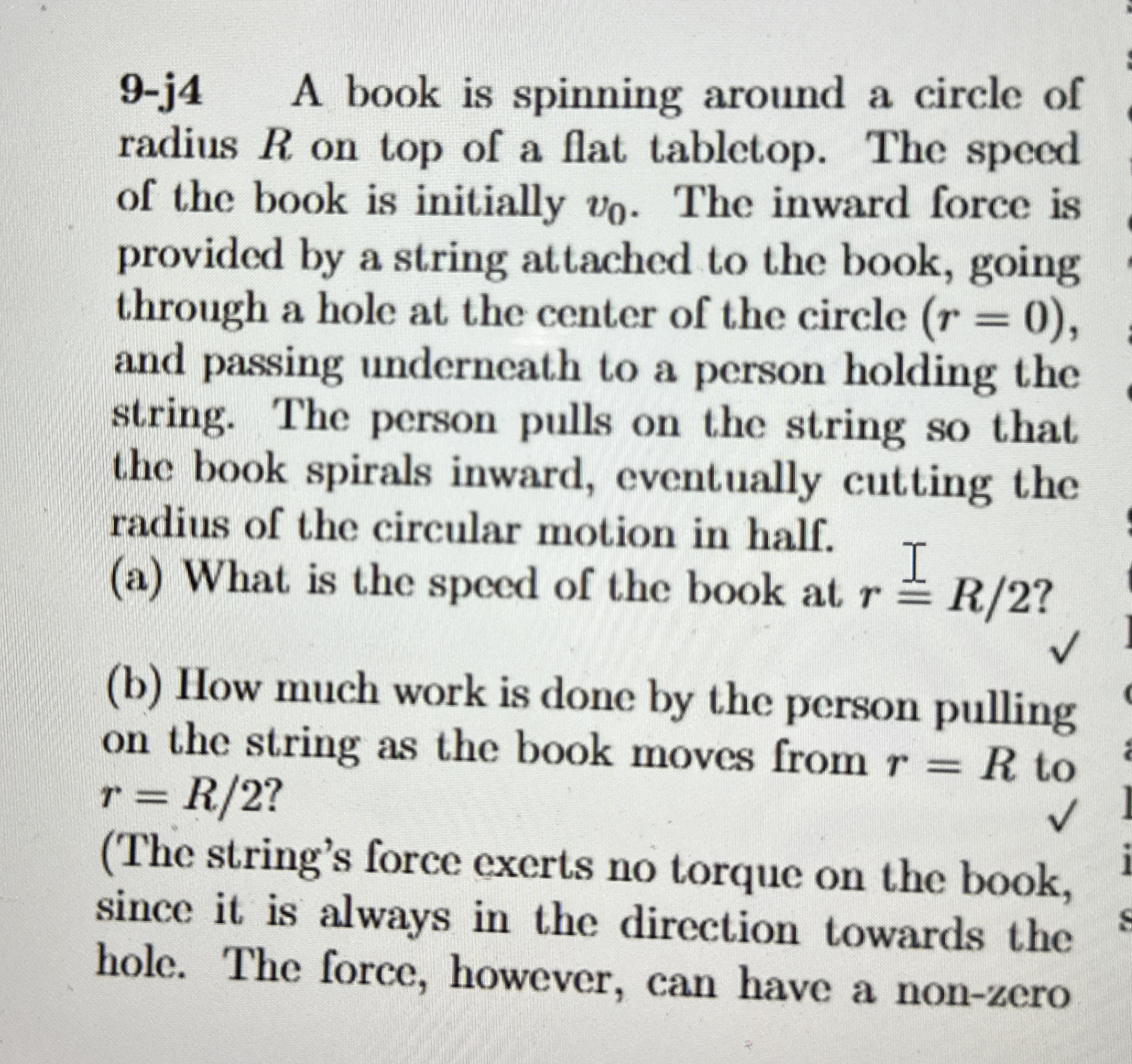 9 - j 4 A book is spinning around a circle of