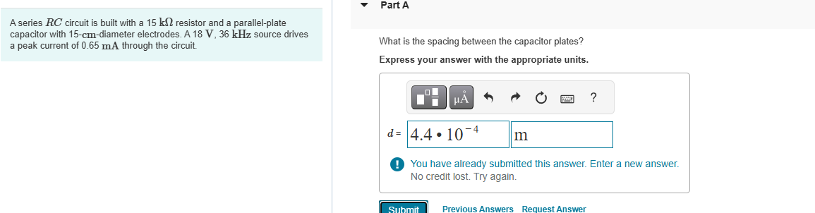 A series \ ( R C \ ) circuit is built with a \ (