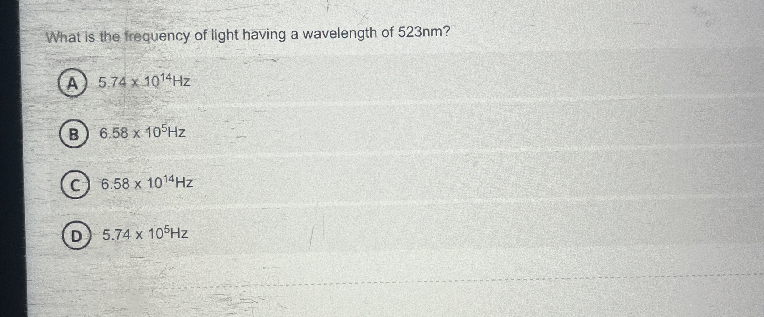 What is the frequency of light having a