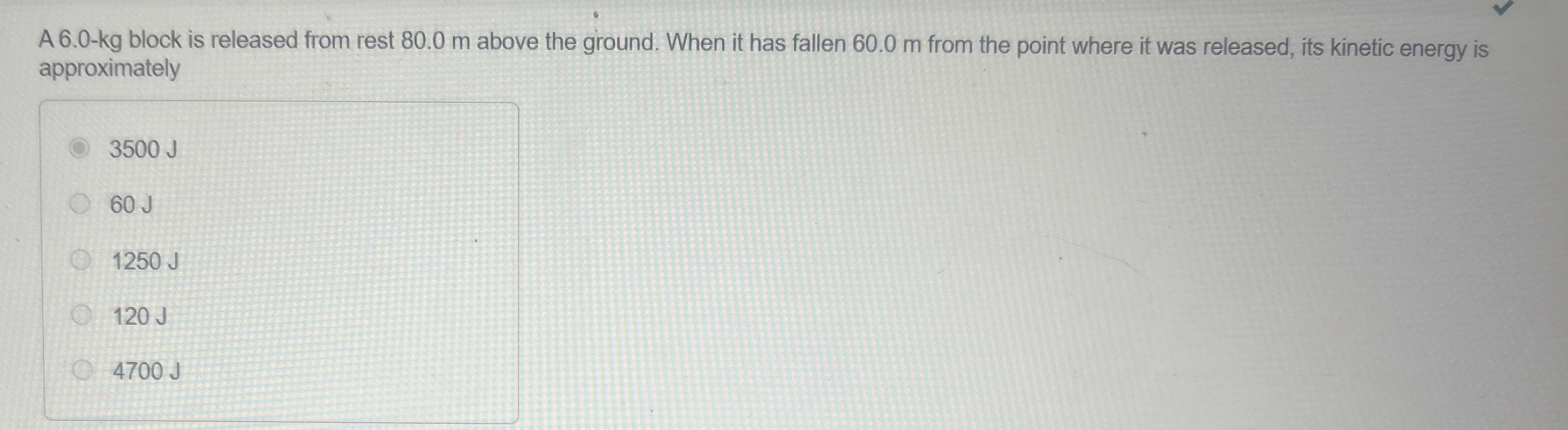 A 6 . 0 - k g block is released from rest 8 0 . 0