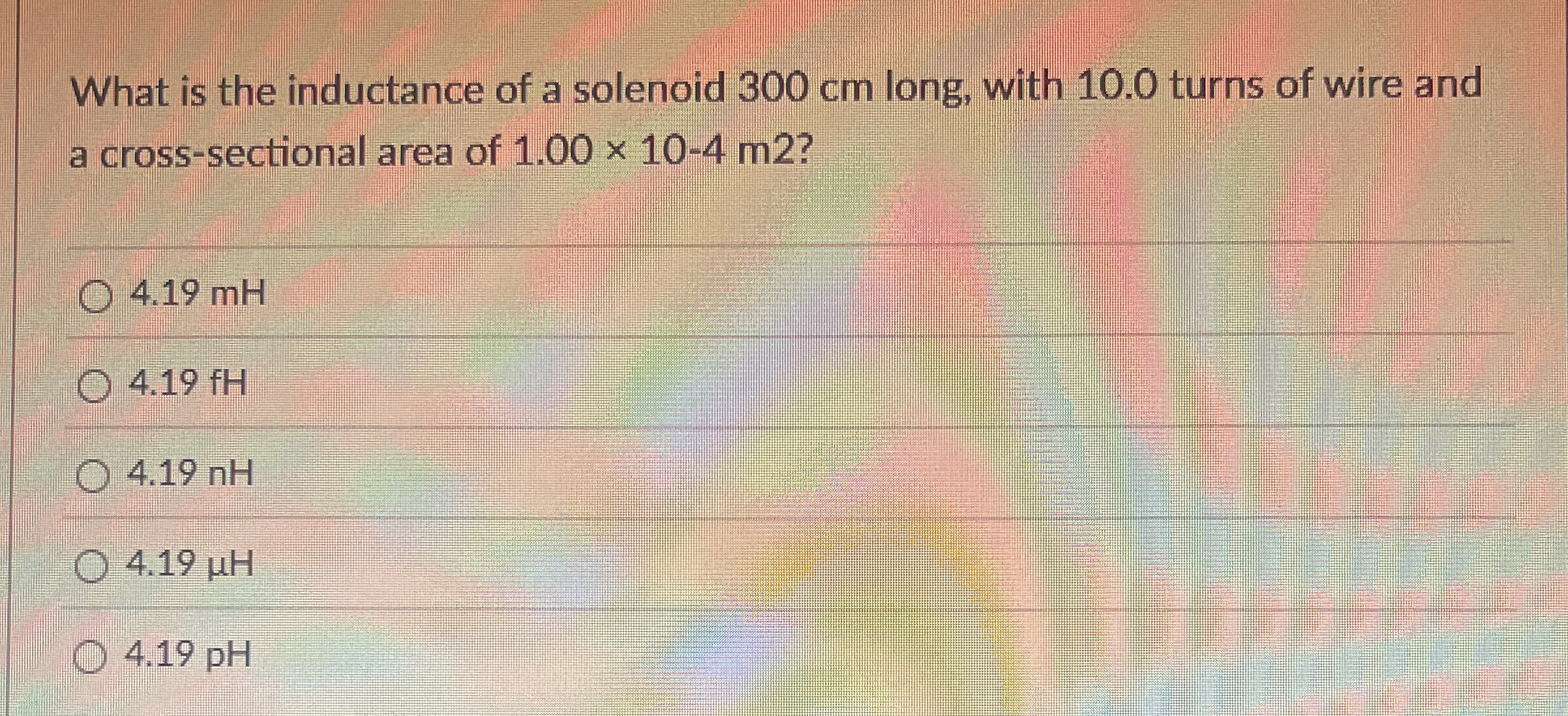 What is the inductance of a solenoid 3 0 0 cm